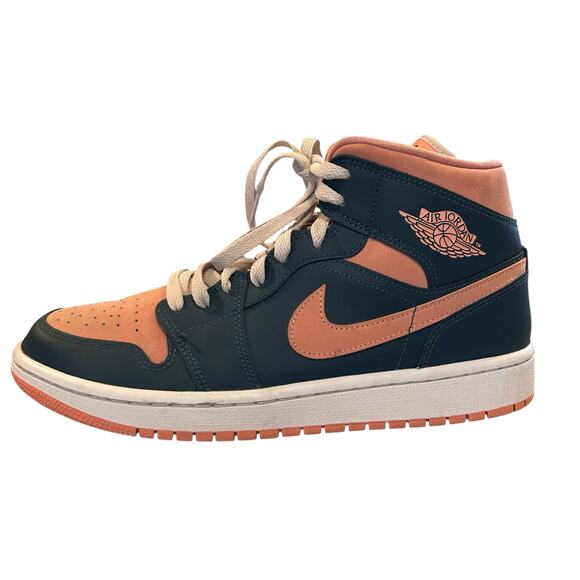 Nike Air Jordan 1 Mid Women’s Size 10 Teal Peach Retro OG Sneaker BQ6472-308 - Picture 1 of 16